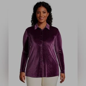 Lands' End Velvet purple Tunic Shirt women's Size large. A soft velvet construct